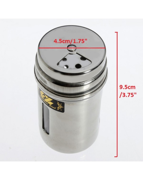 Stainless Spice Shaker Salt Pepper Flour Cruet Storage Jar Bottle Size L Silver