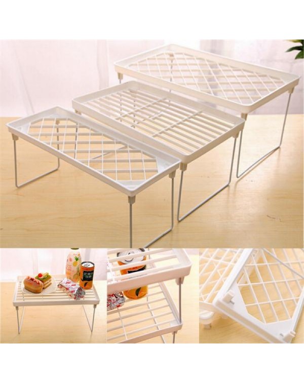 Plastic Foldable Storage Racks Home Bathroom Closet Kitchen Shelving Shelf Holders Organizer - Size S