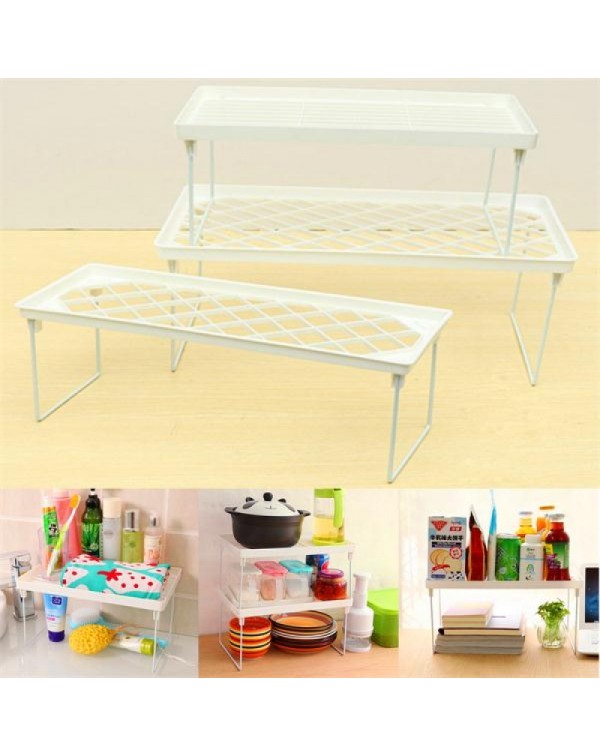 Plastic Foldable Storage Racks Home Bathroom Closet Kitchen Shelving Shelf Holders Organizer - Size S