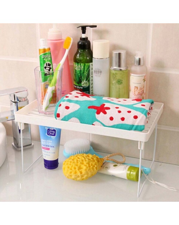 Plastic Foldable Storage Racks Home Bathroom Closet Kitchen Shelving Shelf Holders Organizer - Size M