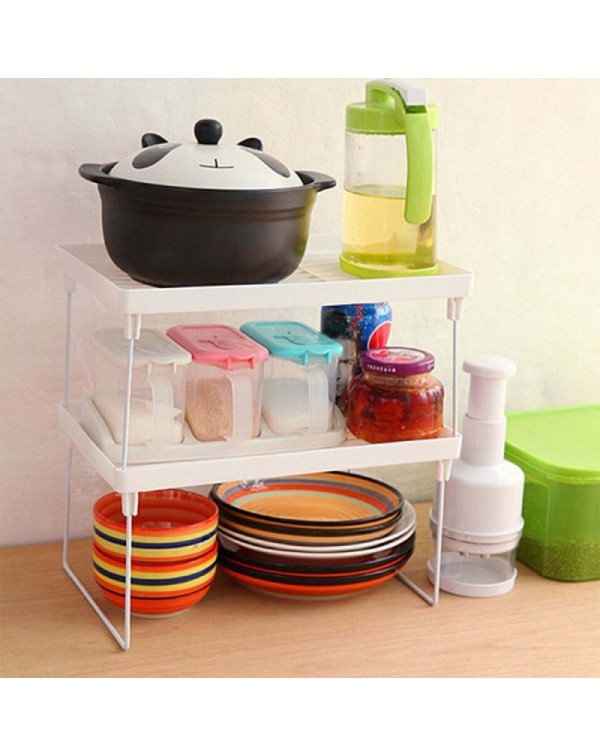 Plastic Foldable Storage Racks Home Bathroom Closet Kitchen Shelving Shelf Holders Organizer - Size M