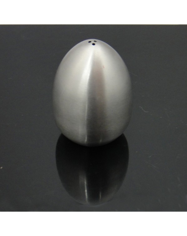 Stainless Steel Egg Shaped Salt Pepper Shaker - Three Holes Silver