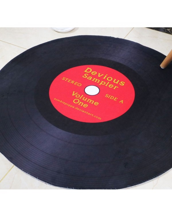 600*600mm Fashion Vinyl Record Pattern Mats Creative Round Mat