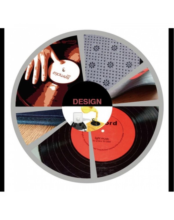 600*600mm Fashion Vinyl Record Pattern Mats Creative Round Mat