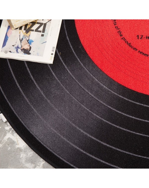 600*600mm Fashion Vinyl Record Pattern Mats Creative Round Mat