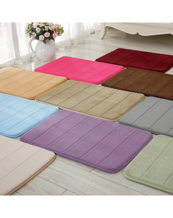 40 x 60cm Coral Velvet Memory Foam Rug Bathroom Mat Soft Non-slip Floor Carpet Pale Pink