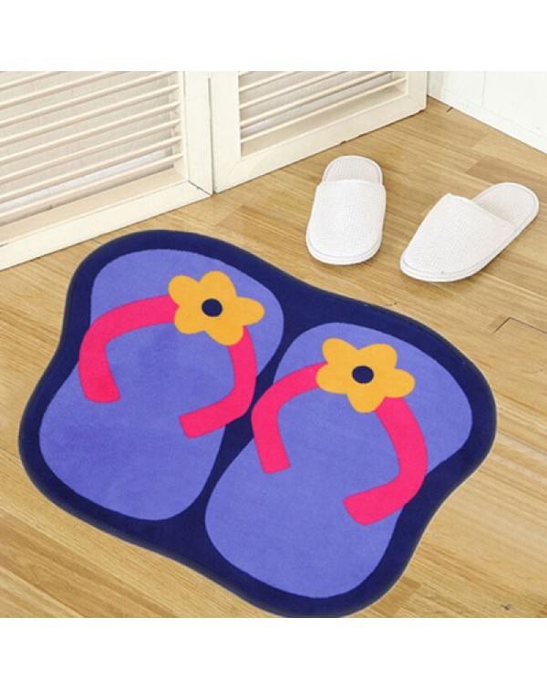 Cute Slipper Shape Plush Slip-resistant Home Use Bedroom Bathroom Living Room Floor Mat Red