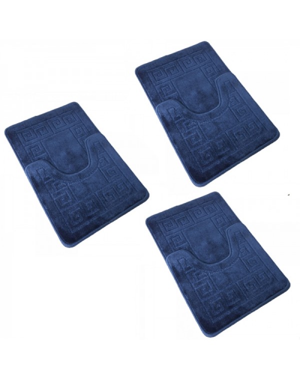 6pcs Jacquard Weave Pattern Bathroom and Hallway U-Shaped Dark Blue