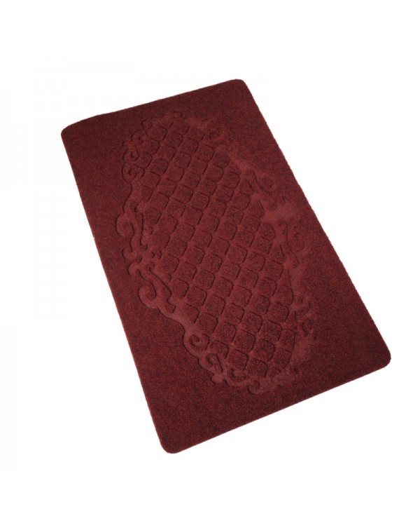 Practical Knurling Printing Pattern Bathroom Toilet Non-slip Mat Dark Red