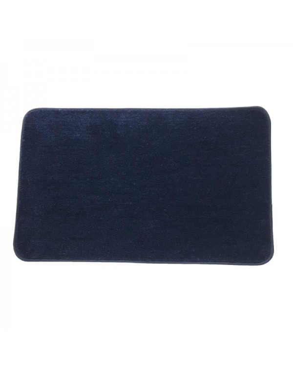 2pcs Non-Slip Bathroom Doormat and Lavatory U-Shaped Rug Navy Blue