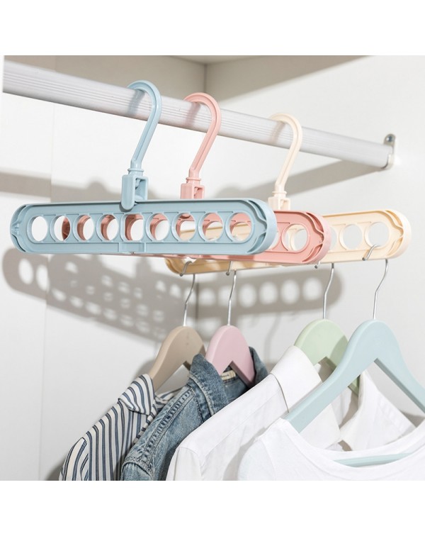 Nine-hole Rotating Magic Clothes Hanger Multi-function Folding Magic Hanger Wardrobe Drying Clothes Home Bedroom Storage Holder - Pink