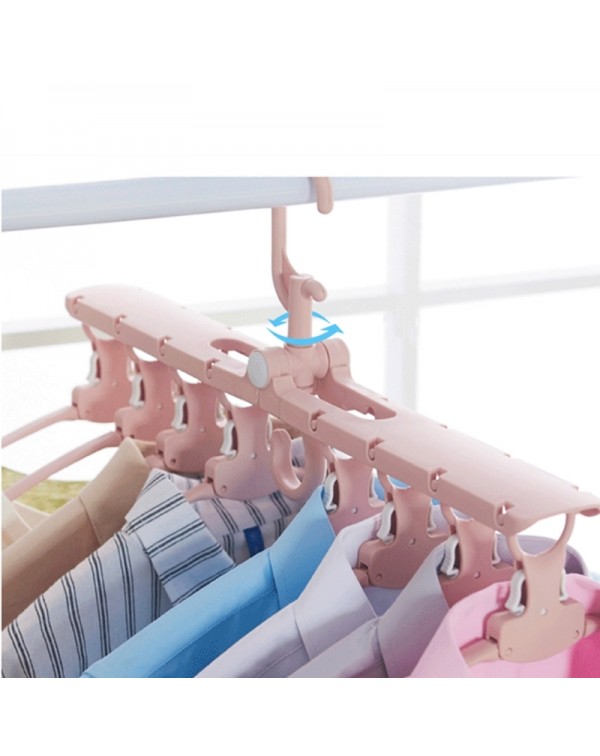 Space Saving Magic Plastic Hanger Multifunction Folding Clothes Drying Rack Wardrobe Closet Home Storage Organizer Accessories - Pink