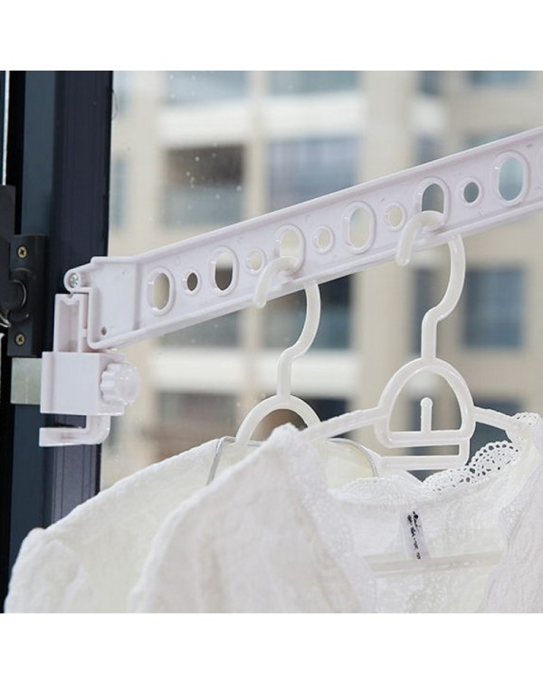 Foldable Space Saver Window Clothes Hanger Rack White