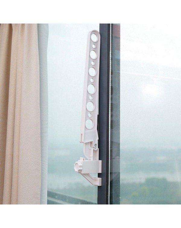 Foldable Space Saver Window Clothes Hanger Rack White