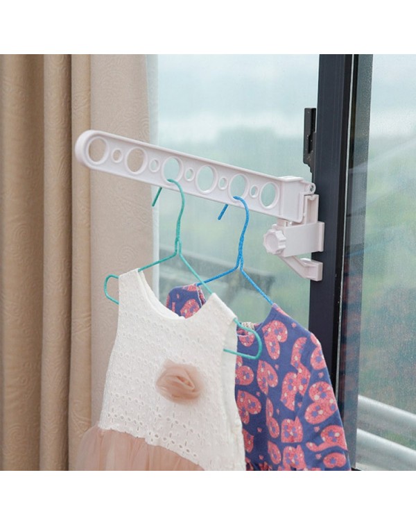 Foldable Space Saver Window Clothes Hanger Rack White