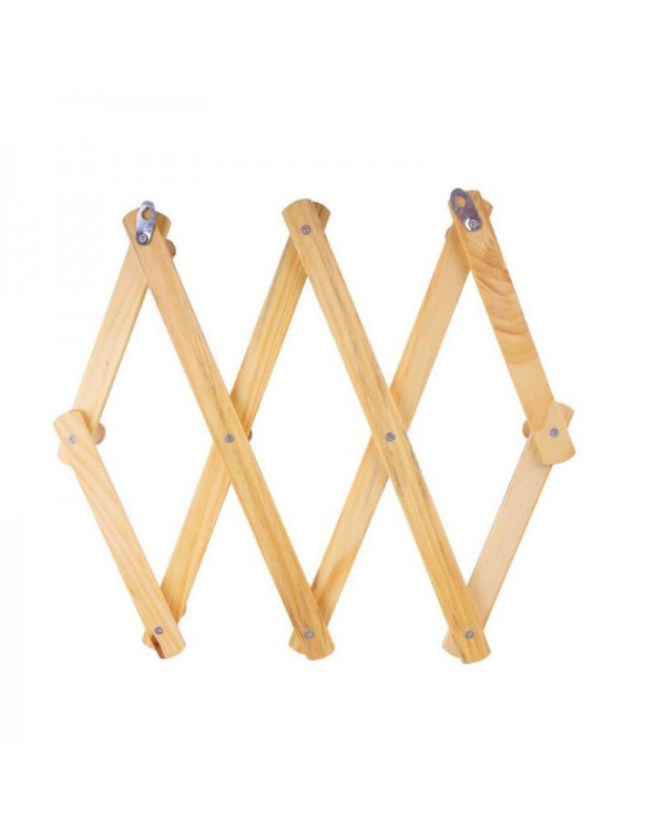 10 Hooks Expandable Folding Wood Coat Ra...