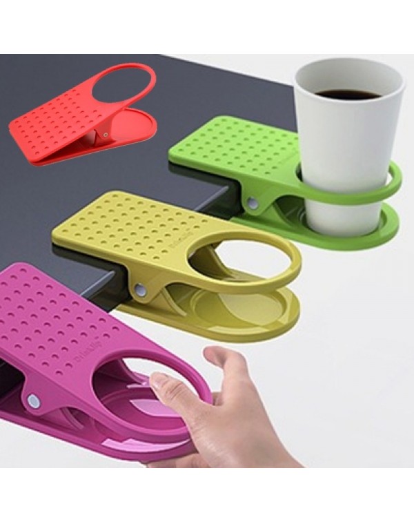 Creative Cup Clip Table Desk Coffee Drink Clip Holder Random Color