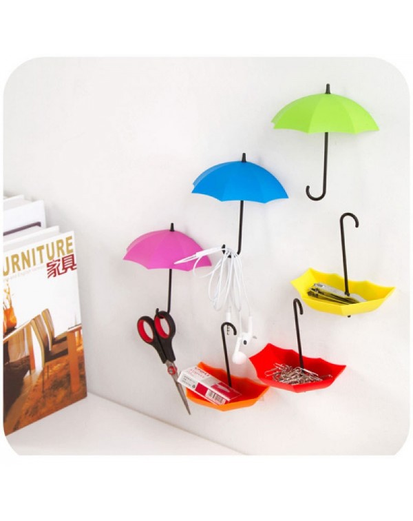 3pcs Novel Umbrella Shape Hook Home Decoration Paste Random Color