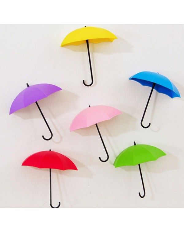 3pcs Novel Umbrella Shape Hook Home Decoration Paste Random Color