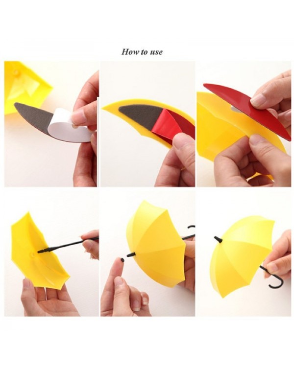 3pcs Novel Umbrella Shape Hook Home Decoration Paste Random Color