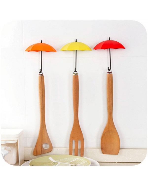 3pcs Novel Umbrella Shape Hook Home Decoration Paste Random Color