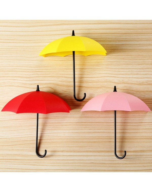 3pcs Novel Umbrella Shape Hook Home Decoration Paste Random Color