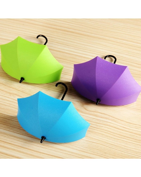 3pcs Novel Umbrella Shape Hook Home Decoration Paste Random Color