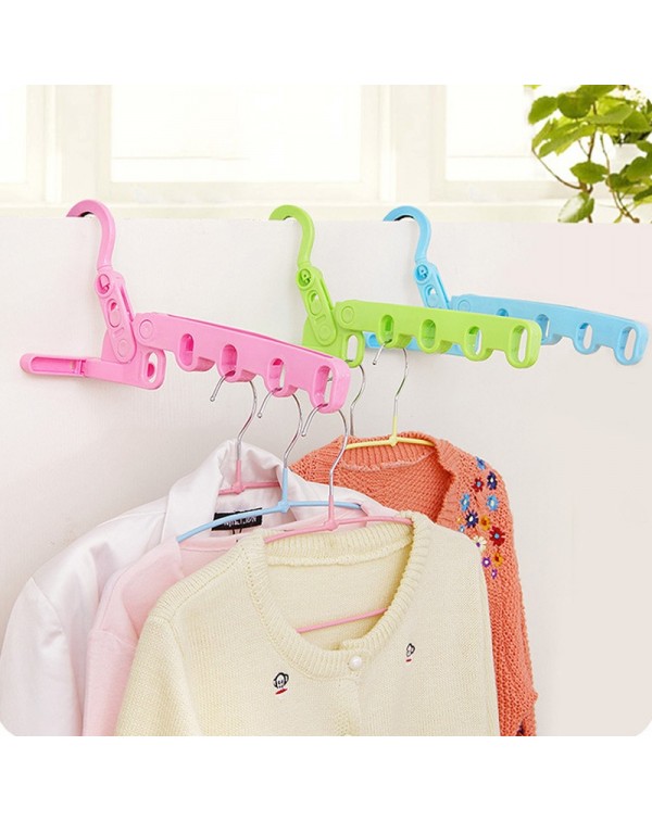 Foldable Clothes Hanger with 5 Holes Storage Rack Plastic Hook Organizer Door Hanging Rack Bathroom Accessories Pink