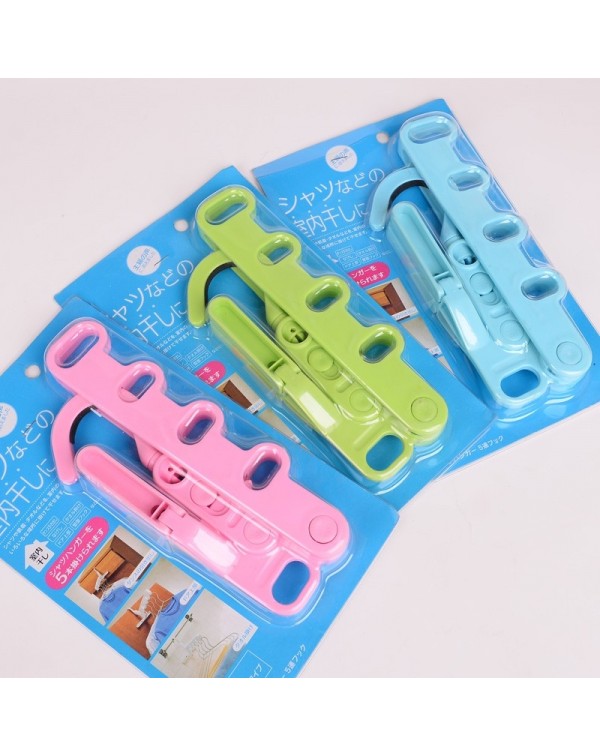 Foldable Clothes Hanger with 5 Holes Storage Rack Plastic Hook Organizer Door Hanging Rack Bathroom Accessories Pink