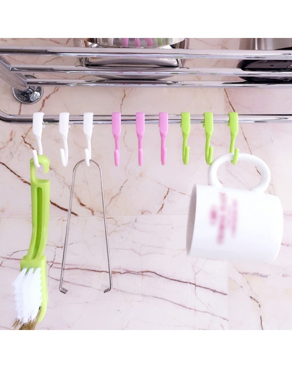 10pcs S-Shaped Hooks Clothes Holder Kitchen Bathroom Hanger Household Storage Clasp Racks Random Color