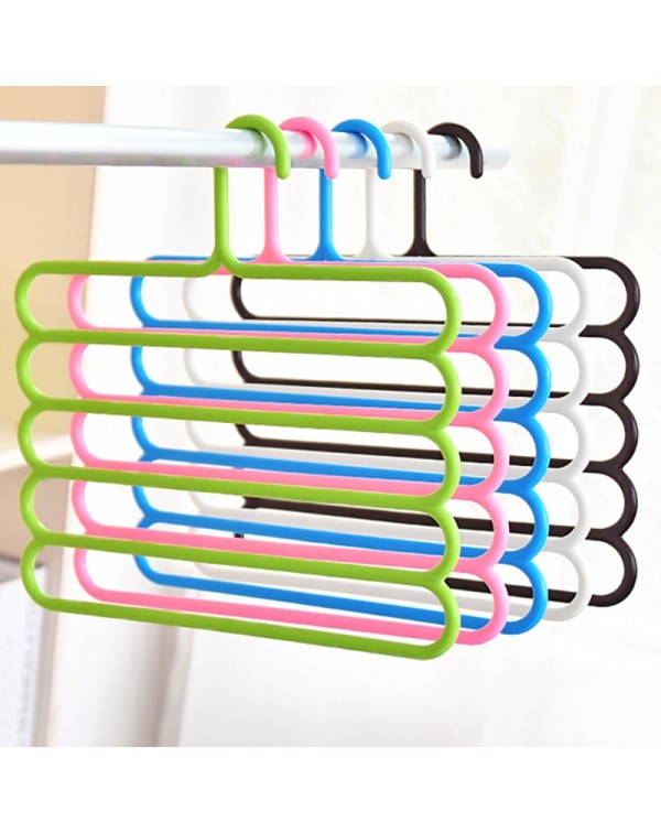 5-Layer Pants Scarf Hangers Holder for Trousers Towels Clothes Apparel Hanger Rack Pink